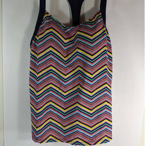 Septangle swimsuit top colorful zigzag razor back